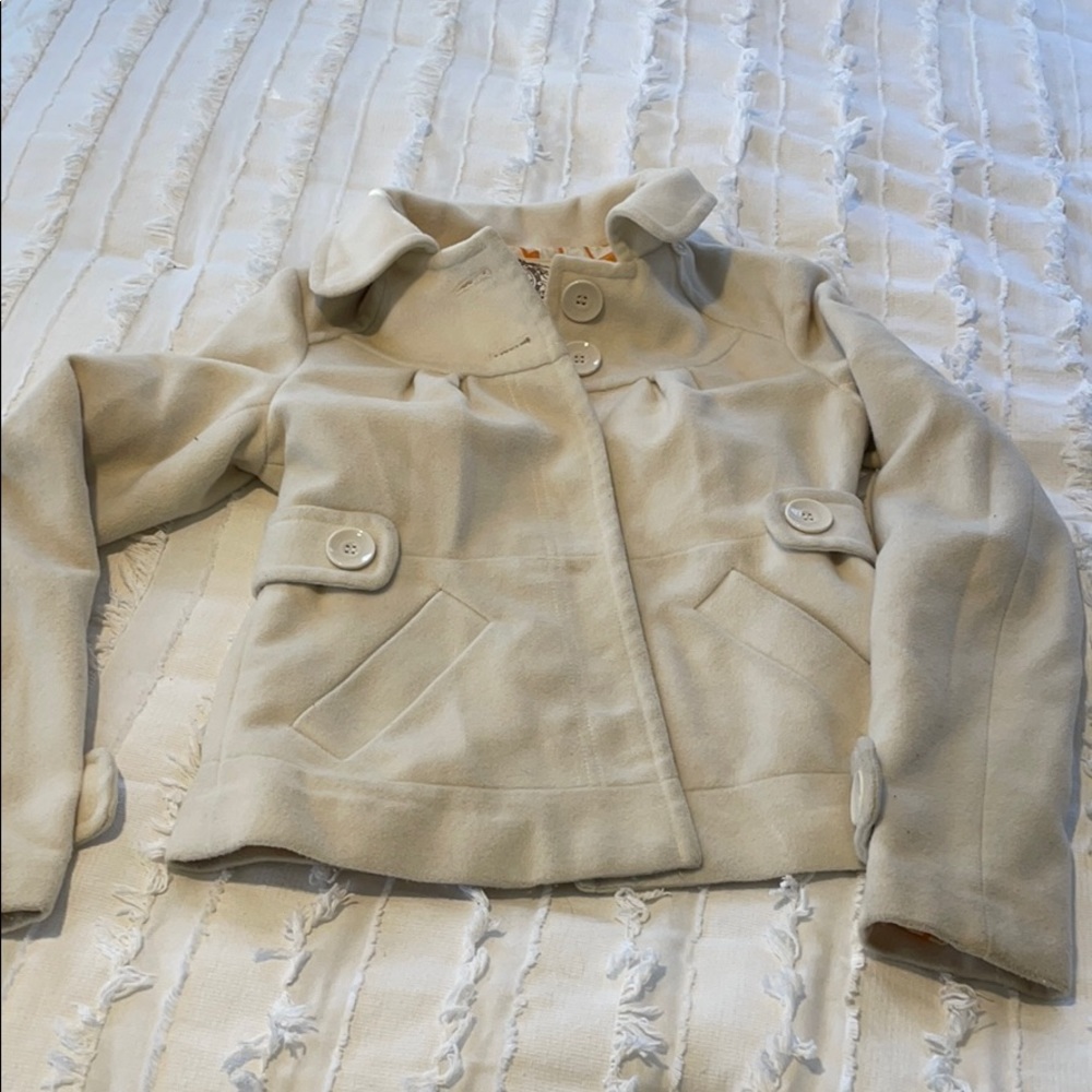 Perfect Off White Pea Coat w/ Removable Hood